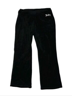 Juicy Couture Womens Mean Girl Rhinestone Logo Velour Track Pants Size L Flare
